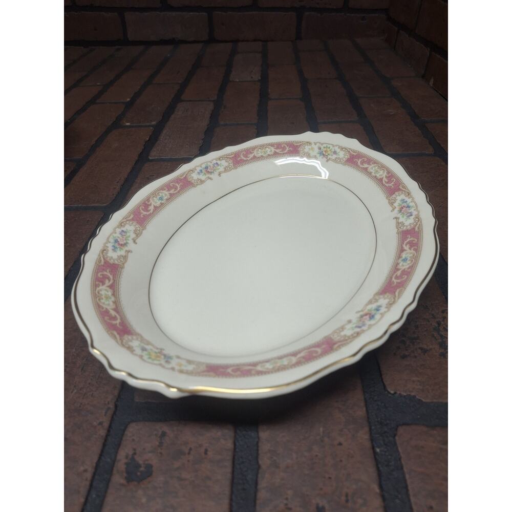 Federal China Shape Syracuse Raleigh Pink 12 Inch Oval Serving Bowl